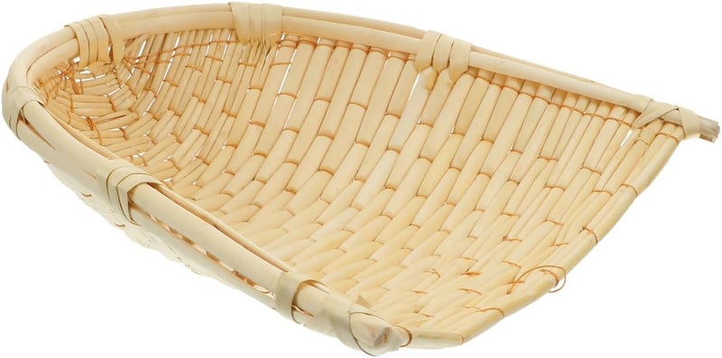 PRETYZOOM Bamboo Bread Basket Handmade Woven Winnowing Pan 9 x 9 Inch Home Drain Basket for Drying and Organizing Food - Image 1